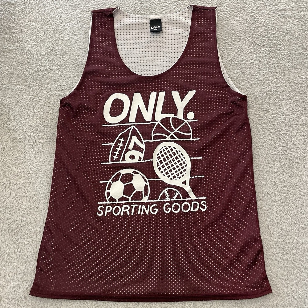 Only NY Sporting Goods Basketball Jersey Mens Medium Maroon Mesh Sleeveless Tank